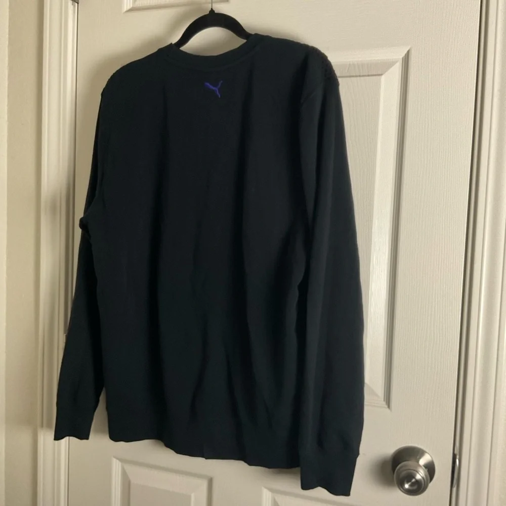 PUMA SPORT LIFESTYLE MESH CREWNECK SWEATSHIRT - BLACK - MEN’S SIZE LARGE